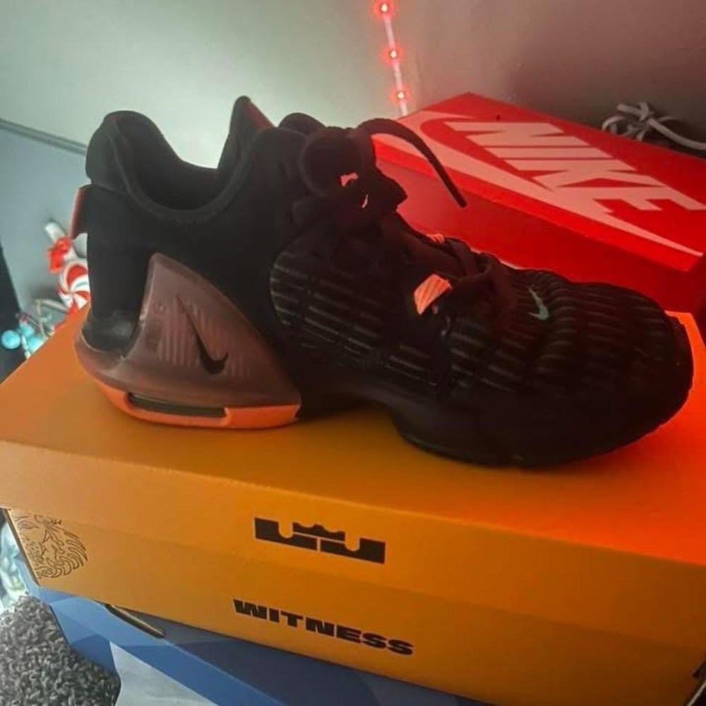 Nike Kids Black Sneakers with Orange Accents